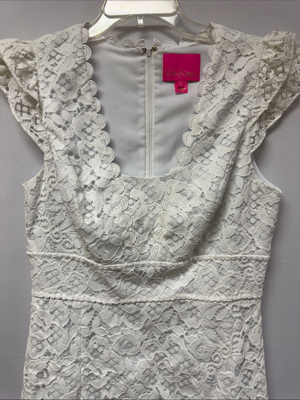Lilly Pulitzer Lace Flutter Sleeve Dress - White Size 8 - Picture 5 of 7